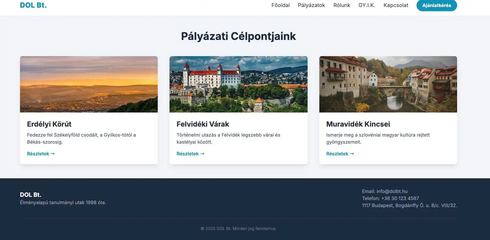 Letisztult Utazási Iroda Weboldal
