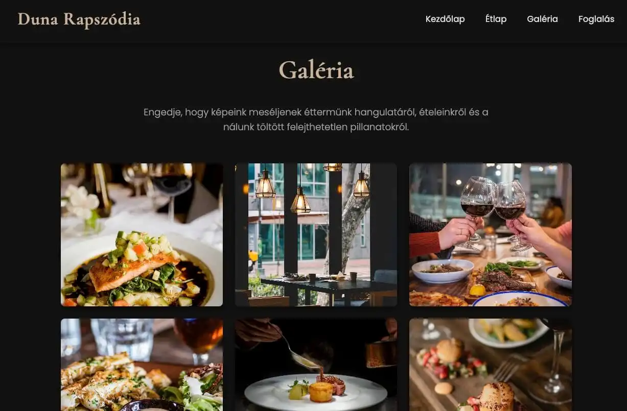 Modern Éttermi Weboldal Galériával